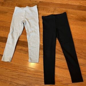 Tea Collection Girls’ Size 6 leggings- two pairs (Black & gray/white striped)